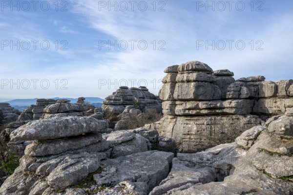 Bizarre limestone rock formations, El Torcal nature reserve, Torcal de Antequera, Malaga province,