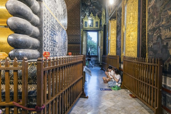 Wat Pho, temple of the reclining Buddha. Sightseeing attraction, architecturally significant temple