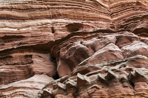 Eroded red sandstone, old castle rock, close-up, natural and cultural monument, Brechenberg near