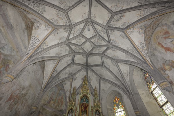 Ribbed vault of the parish church of St Dionysius, Morter, Latsch, South Tyrol, Italy, Europe