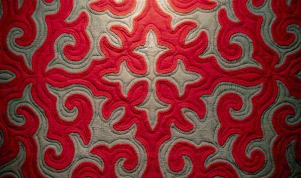 Traditional carpet with pattern, exhibition in the State History Museum, interior view, Bishkek,