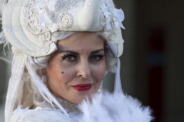 Costume wearer at the Venetian Fair, in the castle courtyard, Ludwigsburg, Baden-Württemberg,