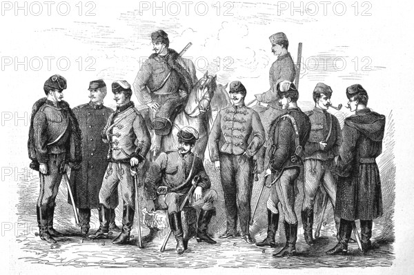 The Uniforms of the Army of Austria in 1869, Hussars and Officers, Historic, digitally restored