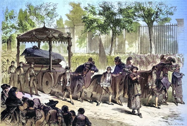 Funeral of Ramon Maria Narvaez Campos (4 August 1800 - 23 April 1868), Duke of Valencia since 1844,