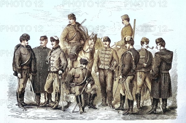 The Uniforms of the Army of Austria in 1869, Hussars and Officers, Historic, digitally restored