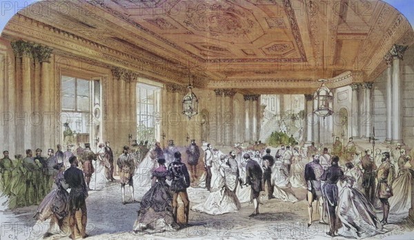The Great Porch of Buckingham Palace on the Day of the Royal Reception, 1869, London, England,