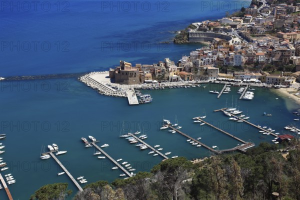 Castellammare del Golfo, municipality in the province of Trapani, view of the fort and the port,
