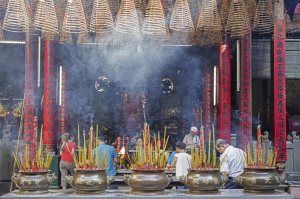 Burning incense sticks and spirals at the Thien Hau Temple, Ba Thien Hau Pagoda for Chinese Goddess