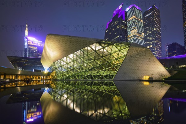 GUANGZHOU, CHINA, APRIL 27, 2018: Guangzhou Opera House designed by famous Iraqi architect