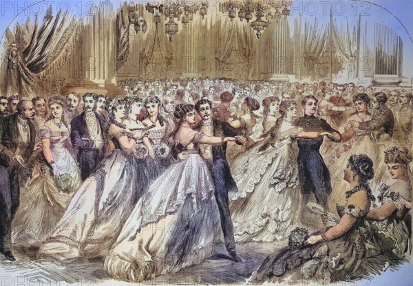 The First Ball at the Town Hall on 16 January 1869, New Year's Reception, Paris, France, Historic,