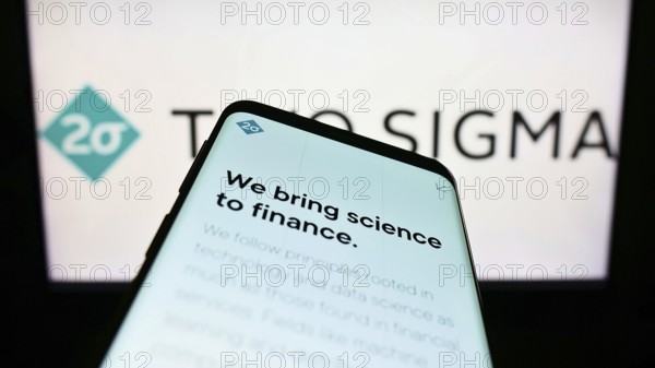 Stuttgart, Germany, 09-04-2022: Smartphone with webpage of American hedge fund company Two Sigma