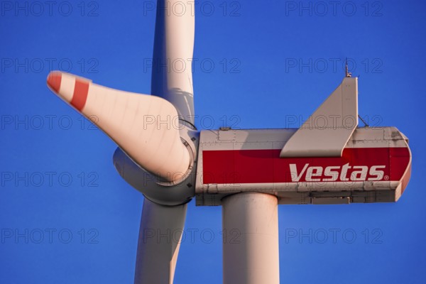 Vestas wind turbine at the Sintfeld Nord car park on the A44 motorway, Bad Wünnenberg, North