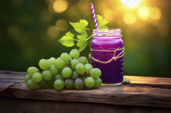 Fresh fruit shake in a glass, smoothie, dessert, dessert, green grape, purple grape juice, wellness