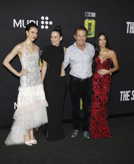Margaret Qualley, Coralie Fargeat, Dennis Quaid and Demi Moore at the Los Angeles premiere of 'The
