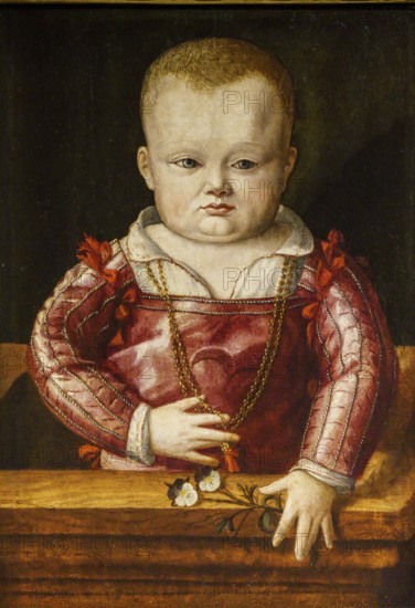 Portrait of boy with red tunic and gold chain, Florentine school, Nins, portraits of children s.