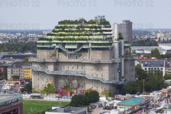 Feldstraße bunker, media bunker, high-rise bunker on Heiligengeistfeld with roof garden, Hamburg,