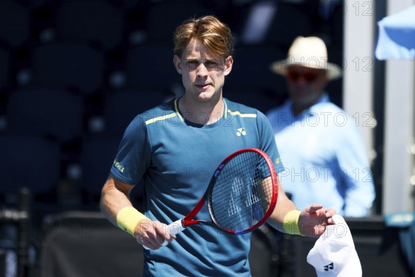 MELBOURNE, AUSTRALIA, JANUARY 11: Zizou Bergs of Belgium on his way to beating Joris De Loore of