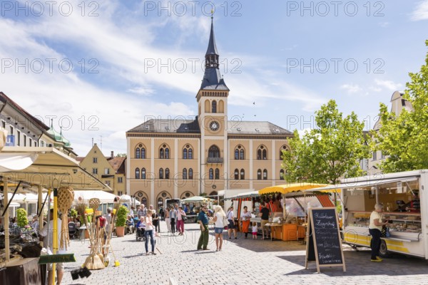 PFAFFENHOFEN, GERMANY - JULY 29: People at a traditional bavarian market in Pfaffenhofen, Germany
