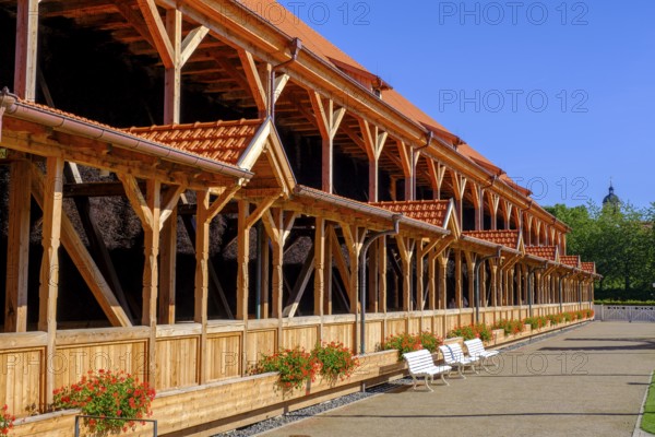 Centre of the graduation house, spa guests, flower beds, Bad Salzungen, Rhön, Wartburgkreis,