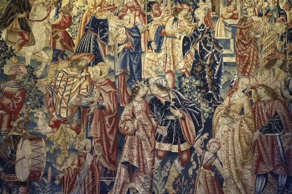 16th century Flemish tapestry from Tournai in the Gothic room at Kasteel van Gaasbeek, renovated