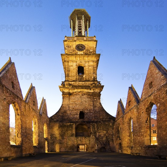 Aegidienkirche in the evening, not rebuilt, memorial to the victims of war and violence, Hanover,