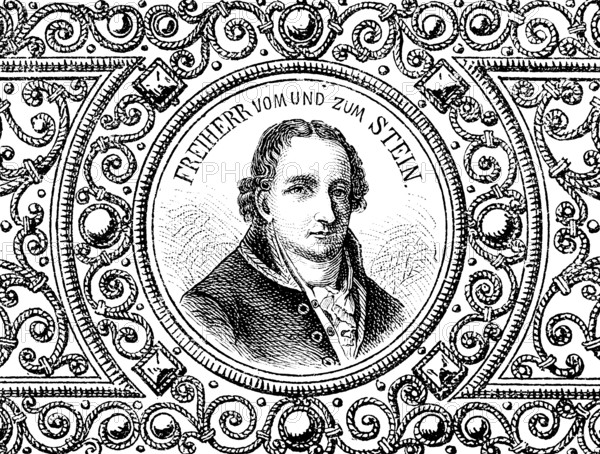 Portrait of the Prussian statesman, reformer and minister Freiherr vom und zum Stein (1757-1831),