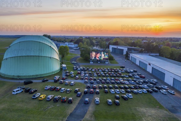 Drive-in cinema at Essen/Mülheim Airport Motor Movies, temporary film screening, at the WDL airship
