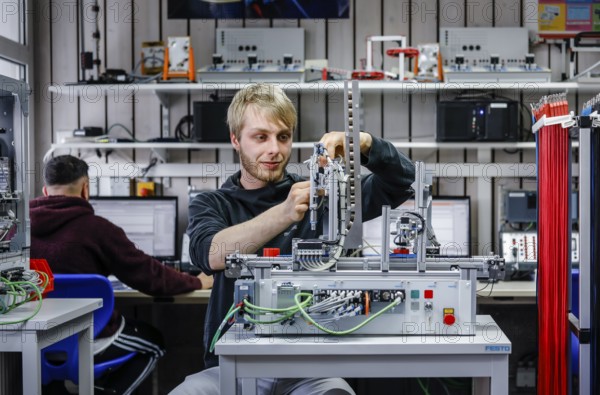 Remscheid, North Rhine-Westphalia, Germany - Trainees in metal and electrical trades, an industrial