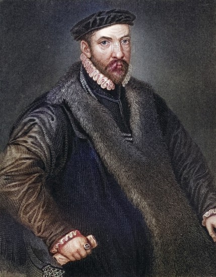 Sir Nicholas Bacon 1510-1579, English politician, father of Francis Bacon. From the book Lodges