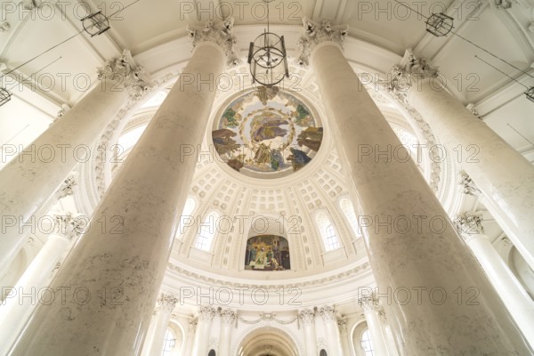 Columns in the interior of St. Blasius Cathedral in St. Blasien, Black Forest, Baden-Württemberg,