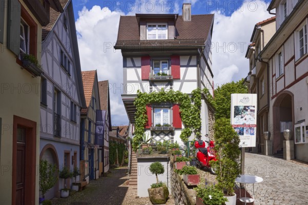 Narrow half-timbered house in Gengenbach, Black Forest, Ortenaukreis, Baden-Württemberg, Germany,
