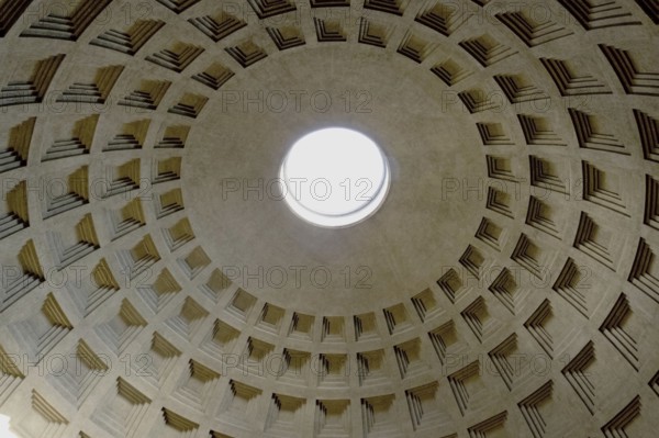 View of the dome of the Pantheon, an ancient building converted into a church, Santa Maria ad
