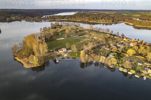 The Amtswerder peninsula seen from the air, Feldberger Seenlandschaft, Mecklenburg-Vorpommern,