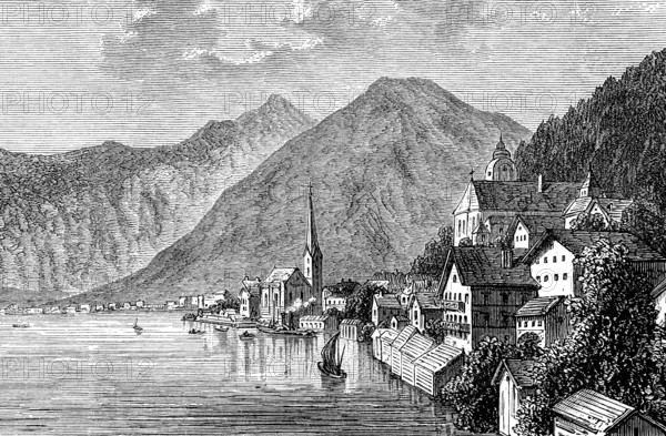 Hallstatt in the Salzkammergut in the province of Upper Austria in Austria, on Lake Hallstatt, in