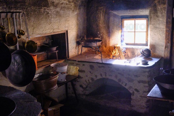 Kitchen, oven, fire, South Tyrolean Folklore Museum, Dietenheim, Freilchtmuseum, Pustertal, South