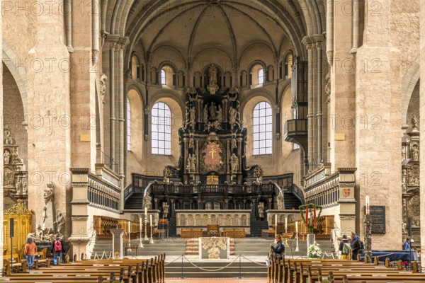 Interior and altar of St Peter's Cathedral, UNESCO World Heritage Site in Trier,