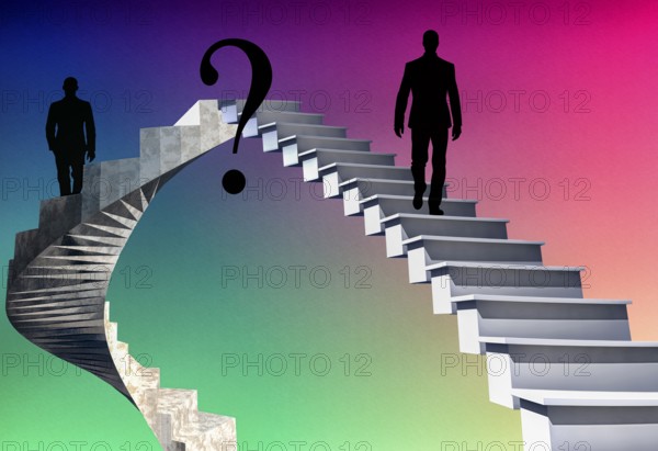 Symbolic image, right path, path is the goal, questionable direction, where does time go, course of