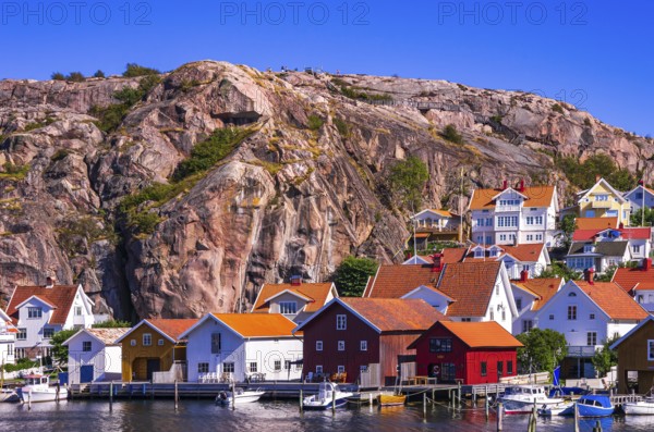 Picturesque view of Fjällbacka in Bohuslän, Västra Götalands län, Sweden, made famous by the crime