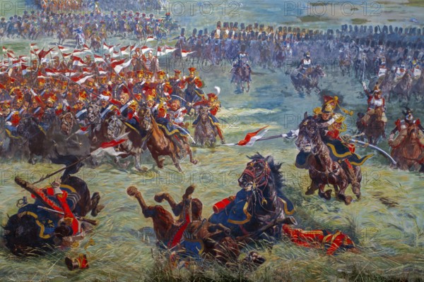 Battlefield scene at the Panorama, 360° fresco by Louis Dumoulin depicting 1815 Battle of Waterloo,