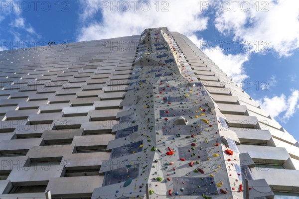 CopenHill, waste incineration plant and artificial ski slope, 80 metre high climbing wall, 90 metre