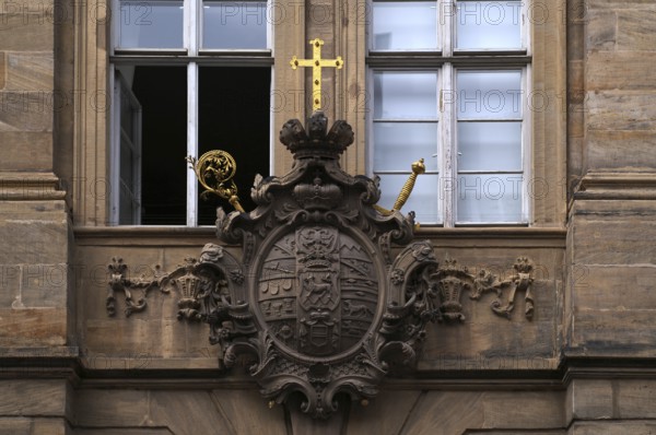 Coat of arms of Prince-Bishop Friedrich Carl von Schönborn, 1674-1746, New Town Hall, Bamberg,