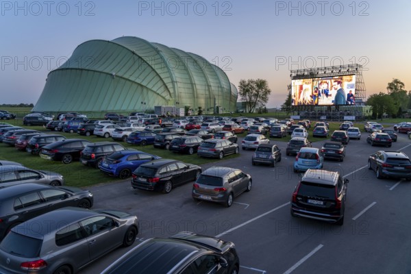Drive-in cinema at Essen/Mülheim Airport Motor Movies, temporary film screening, at the WDL airship