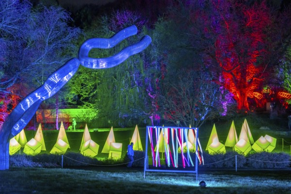 Parkleuchten, event in winter, in the Grugapark in Essen, many different light installations,