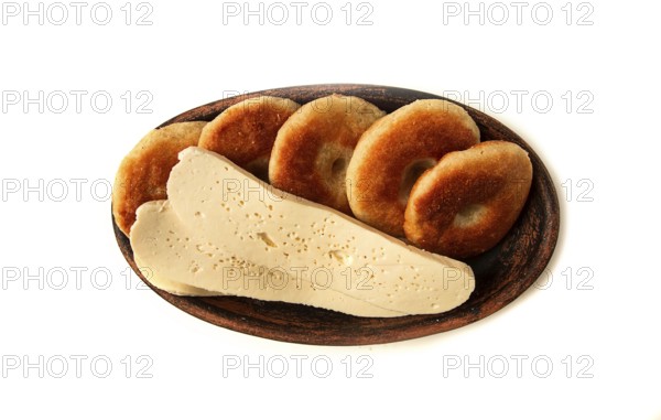 Mchadi, corn tortillas, traditional Georgian dish, corn bread, with Imeretian cheese, homemade, no