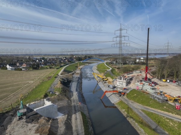 Dinslaken, Voerde, North Rhine-Westphalia, Germany - New Emscher estuary into the Rhine. New