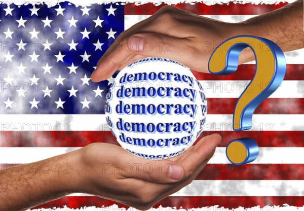Symbolic image, democracy versus autocracy, US democracy in danger, EU and Germany under political