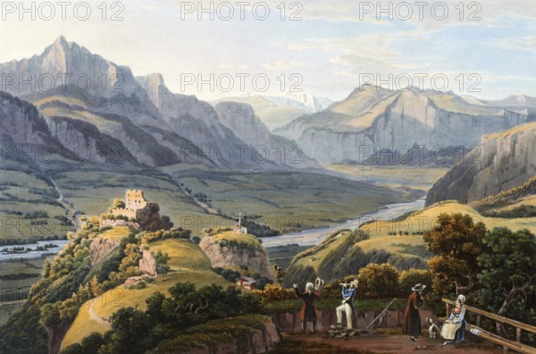 View of Mount Tabor, taken from Pfeffers Monastery in the direction of Pretigau, Canton of St.