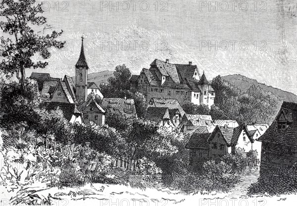 Henfenfeld in 1890, district of Nürnberger Land, Middle Franconia, Bavaria, Germany, digital