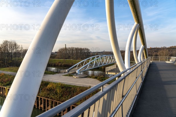 Bridge over the Datteln-Hamm Canal and the River Lippe, for pedestrians and cyclists, Radbod spoil