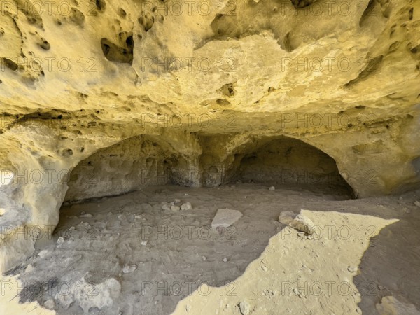Cave of former Roman necropolis with burial caves carved in sandstone Cave tombs Grottoes in rocks